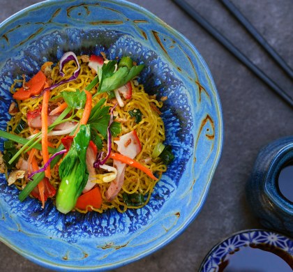 Fried Egg Noodles with Asian Green