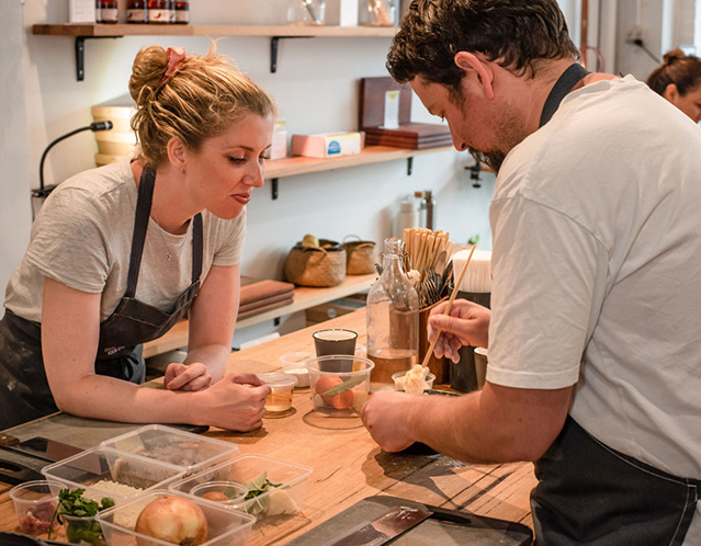 Hands-on cooking at a class at Otao Kitchen, Abbotsford